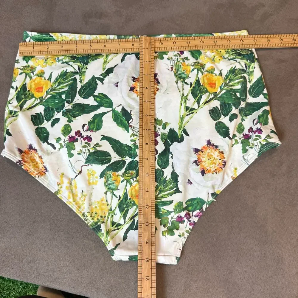 Kortni Jeane Whimsical Floral High Waist Swim Bottoms Maternity Ruched 2XL